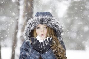woman, nature, snow, blow, winter, snowing, snowfall, cold, beautiful, pretty, girl, female, pose, outdoors, portrait