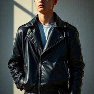 black leather jacket